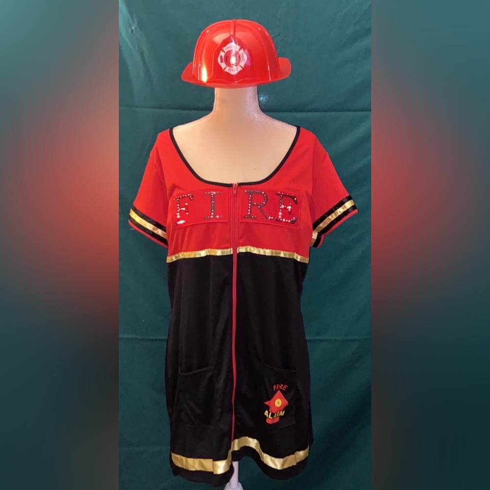 🎃 Halloween Costume Sexy🔥 Burn Baby Burn🔥 Fireman with Lights Size 3X/4X